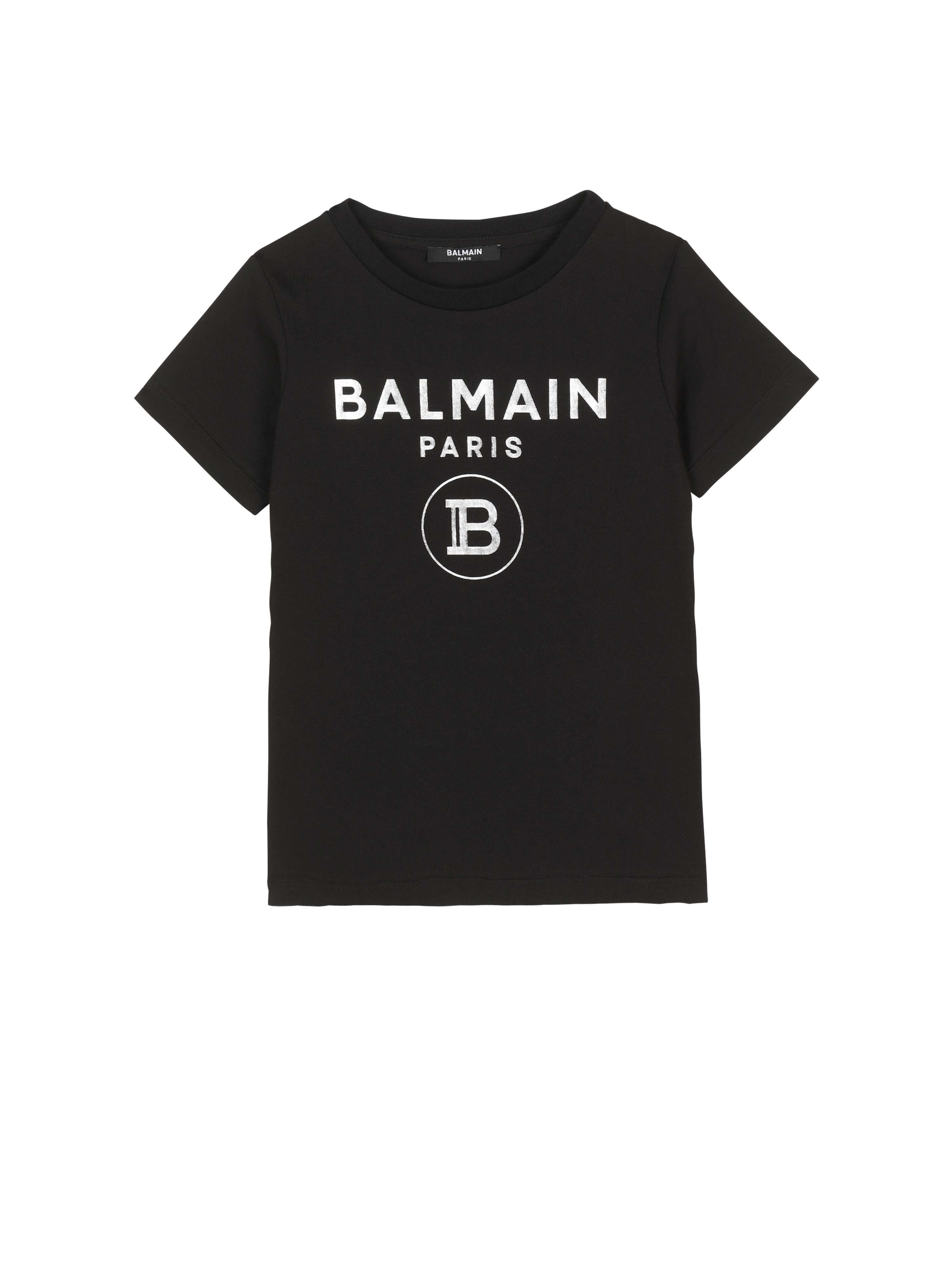 Cotton T-shirt with Balmain logo, black