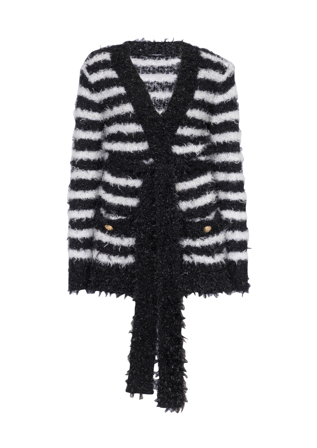 Striped knit cardigan, black, hi-res