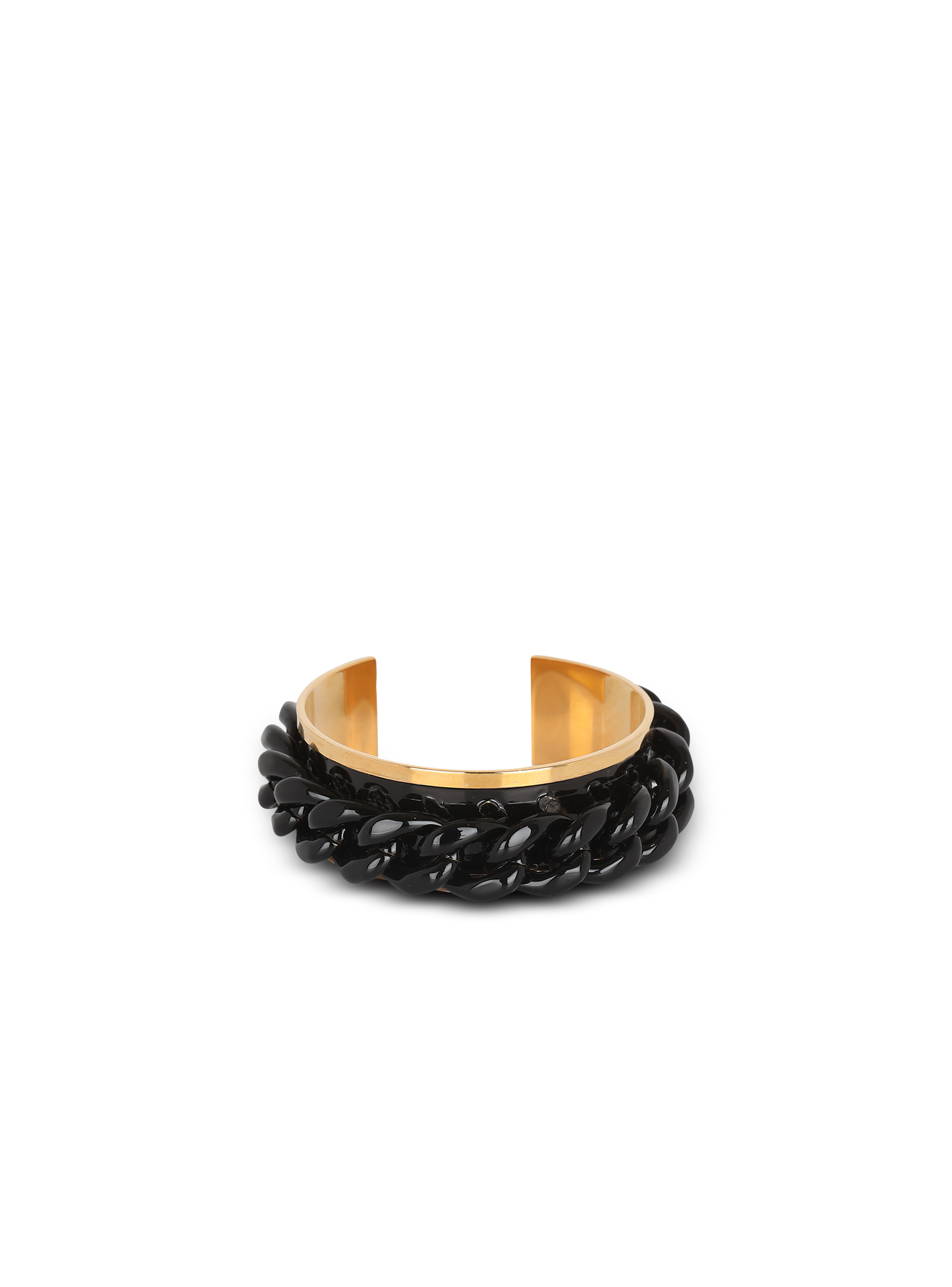 Brass chain cuff bracelet, black