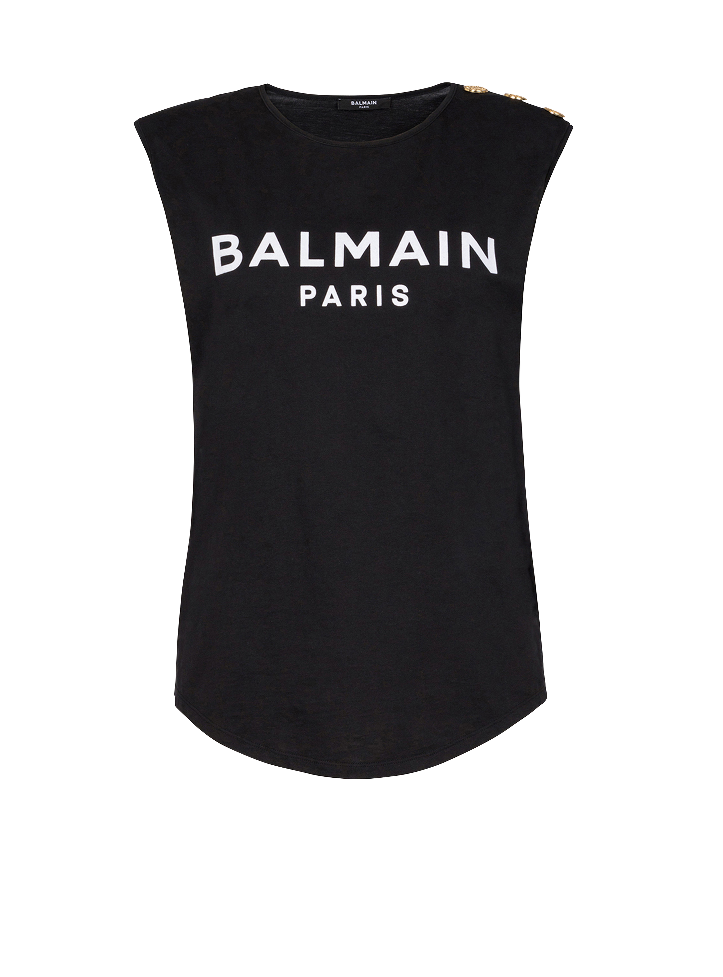 Eco-designed cotton T-shirt with Balmain logo print, black