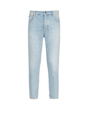 Slim cut eco-designed denim cotton jeans with embossed Balmain logo
