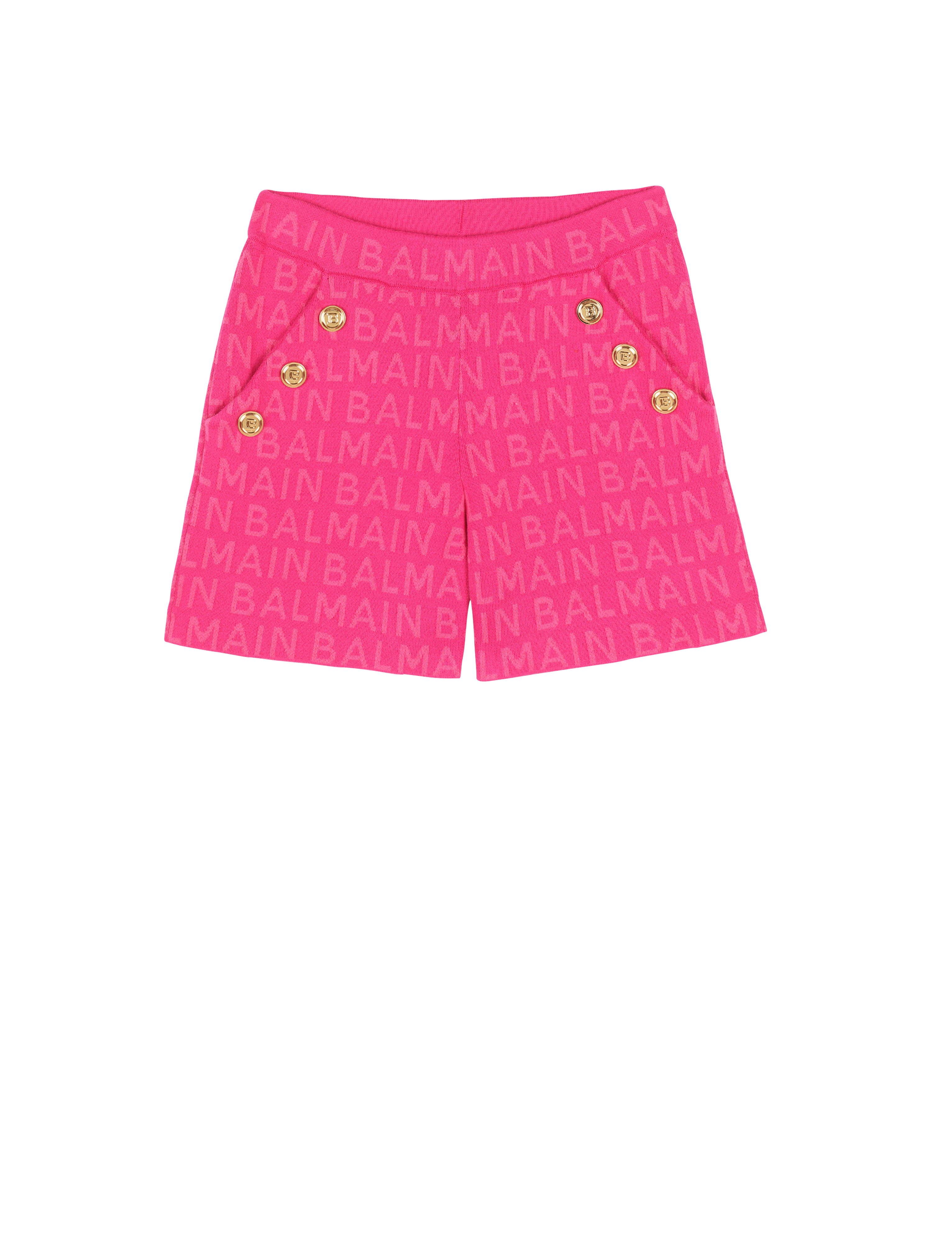 Cotton shorts with Balmain logo, pink