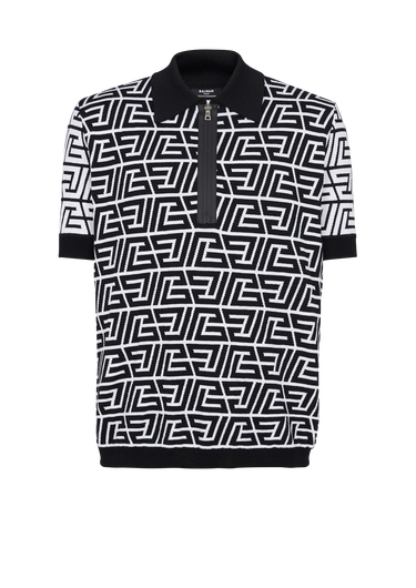 Cotton polo shirt with pyramid monogram