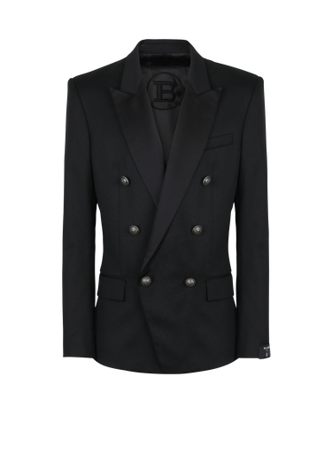 Wool blazer with double-breasted silver-tone buttoned fastening