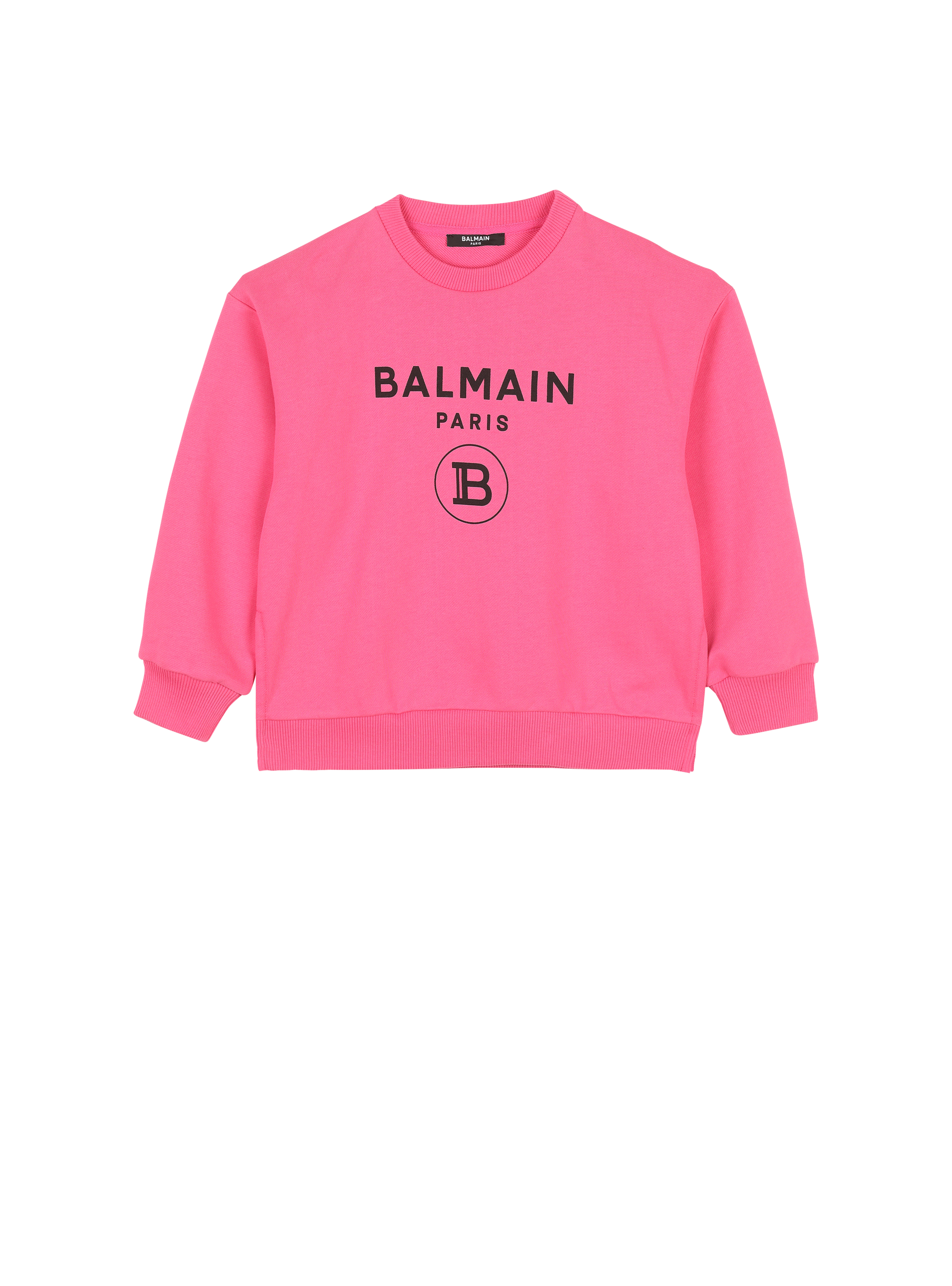 Cotton jumper with Balmain logo, pink