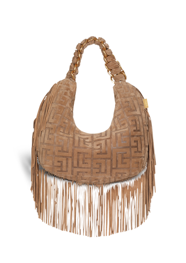 Suede Pillow Hobo bag with fringe