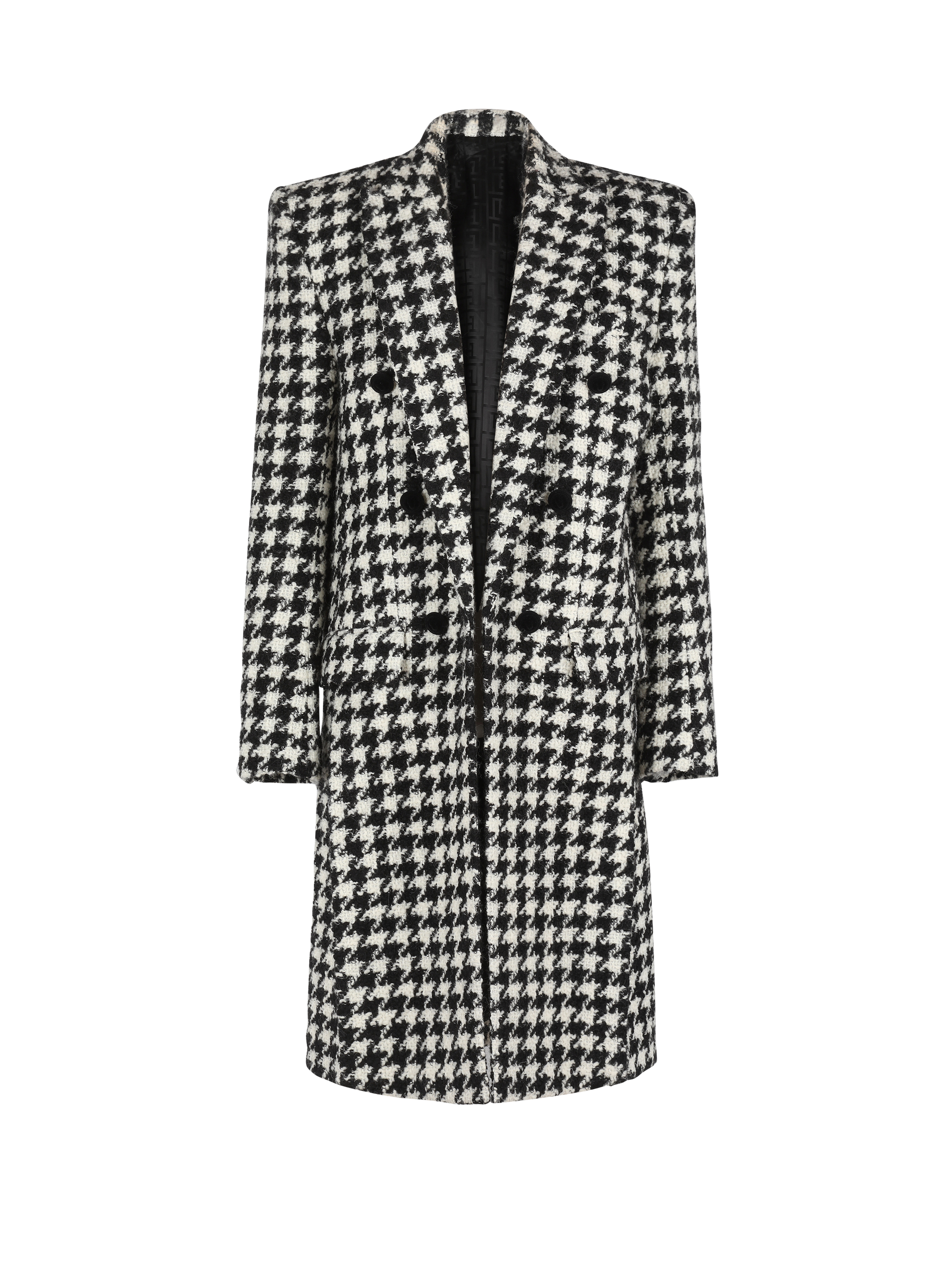 Unisex - Six-button wool coat with detachable inset jacket, black