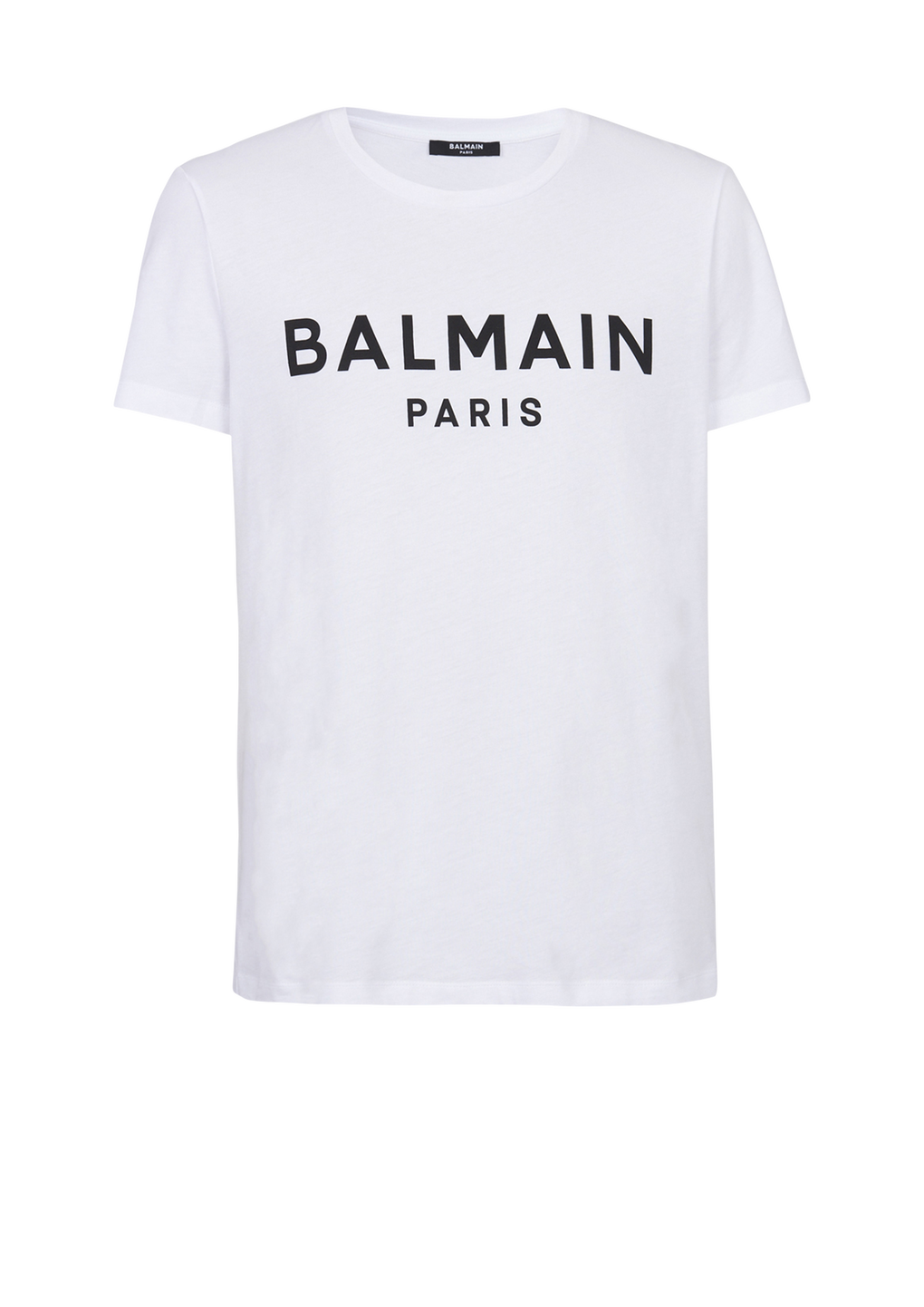 Eco-designed cotton T-shirt with Balmain Paris logo print, white, hi-res
