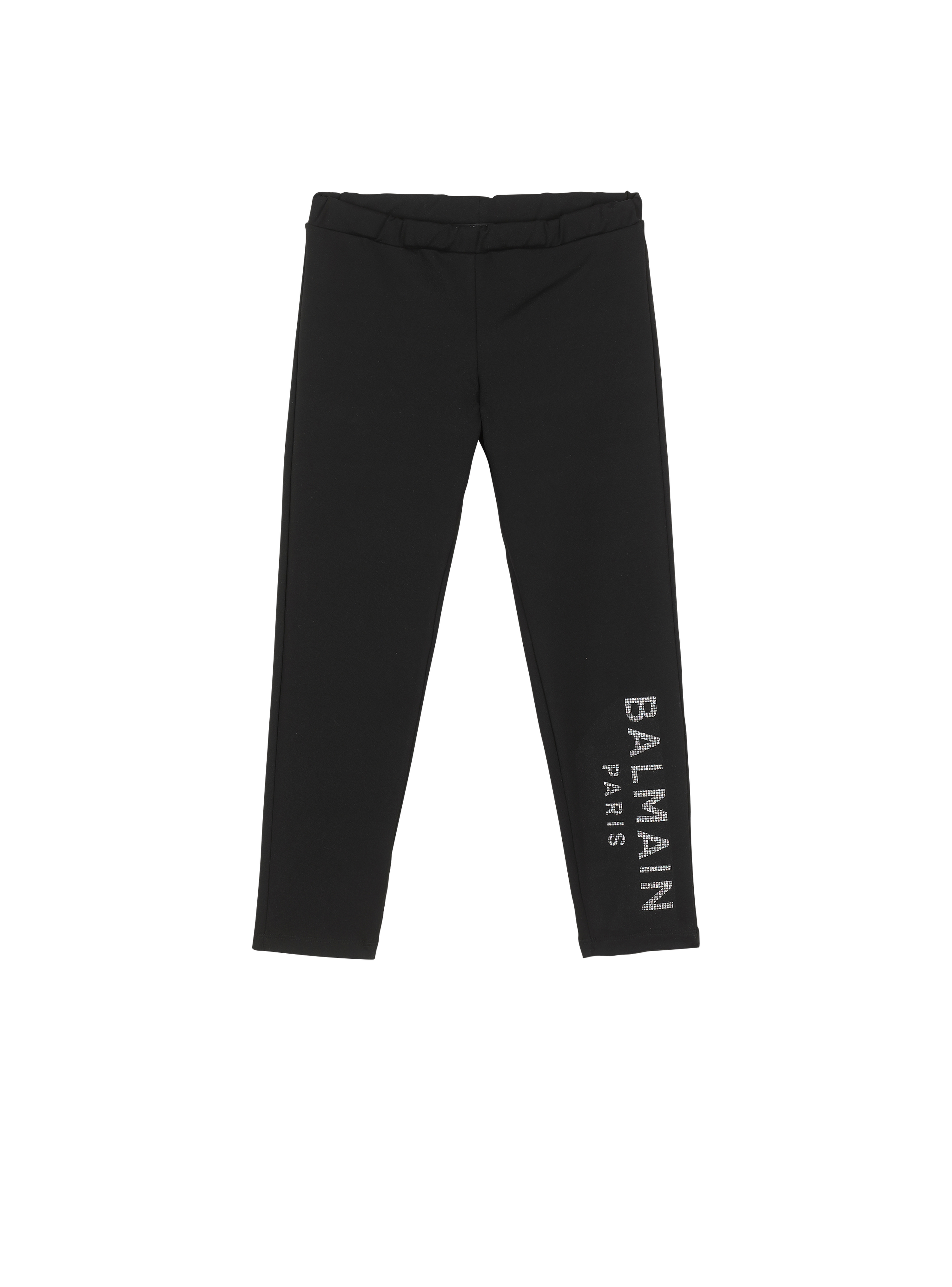 Cotton leggings with Balmain logo, black